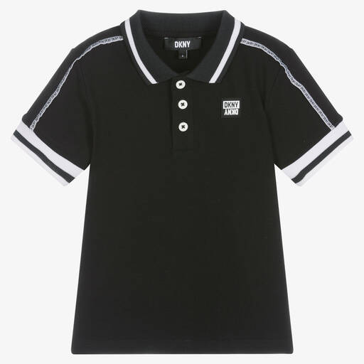 DKNY-Boys Black Cotton Piqué Polo Shirt | Childrensalon Outlet