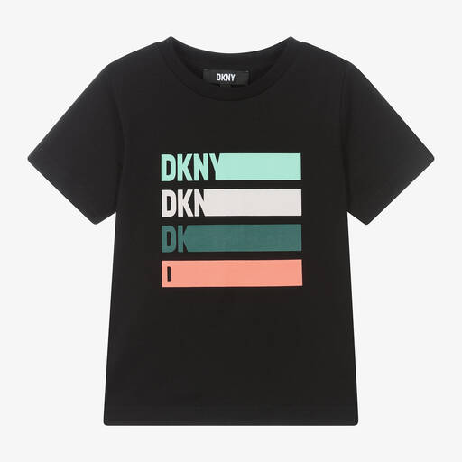 DKNY-Boys Black Cotton T-Shirt | Childrensalon Outlet