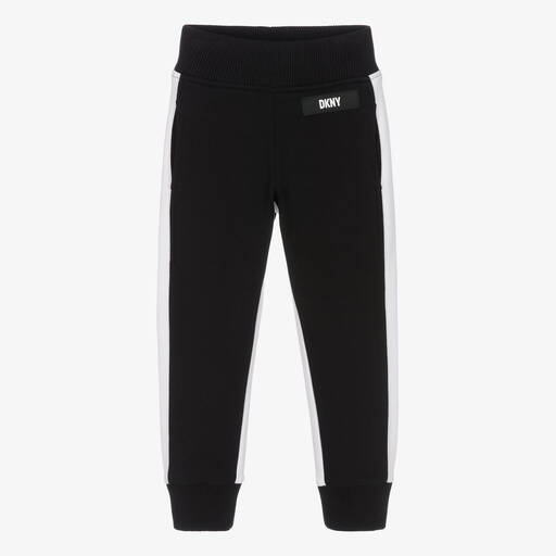 DKNY-Boys Black & White Cotton Joggers | Childrensalon Outlet