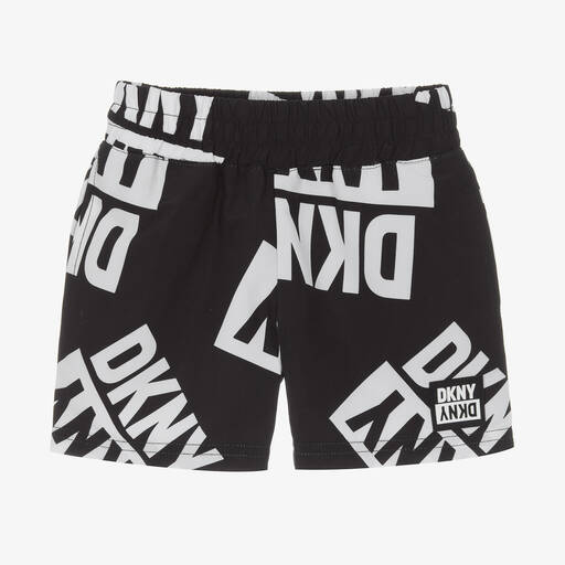 DKNY-Boys Black & White Logo Swim Shorts | Childrensalon Outlet
