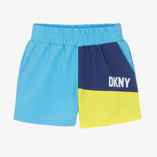 DKNY-Boys Blue Colourblock Swim Shorts | Childrensalon Outlet
