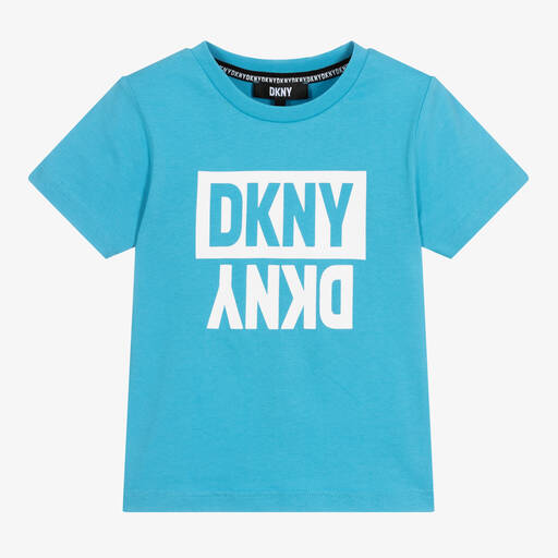 DKNY-Boys Blue Cotton Logo T-Shirt | Childrensalon Outlet