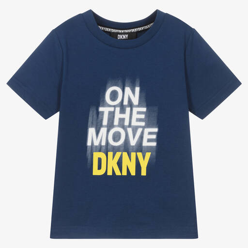 DKNY-Boys Blue Cotton Logo T-Shirt | Childrensalon Outlet