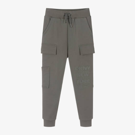 DKNY-بنطلون رياضي كارغو قطن لون رمادي للأولاد | Childrensalon Outlet