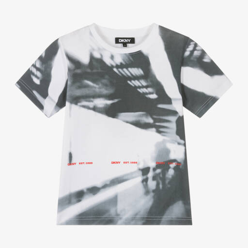 DKNY-تي شيرت قطن للأولاد بطبعة حضرية | Childrensalon Outlet