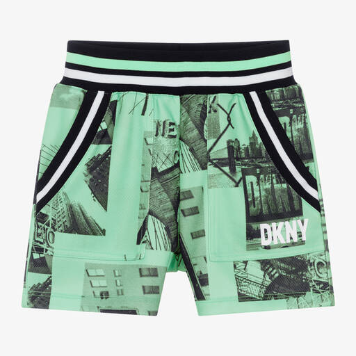 DKNY- Boys Green Mesh Jersey Shorts | Childrensalon Outlet