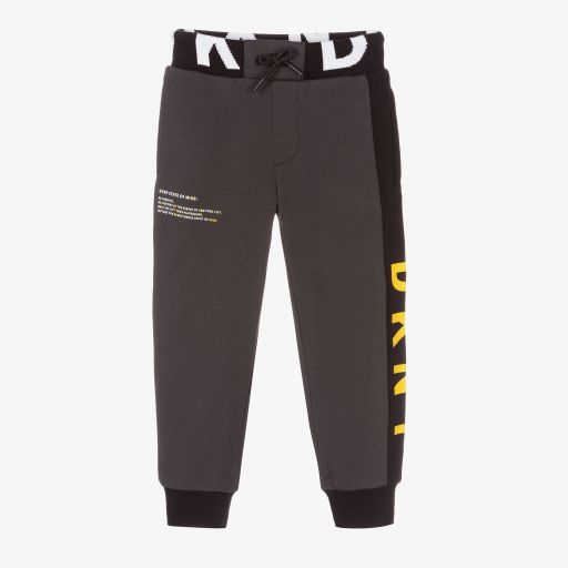 DKNY-Boys Grey Cotton Logo Joggers | Childrensalon Outlet