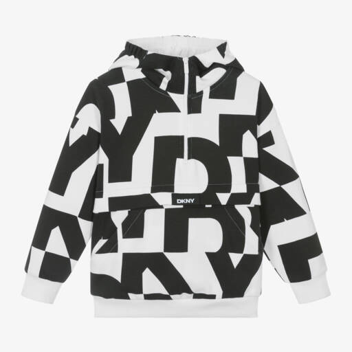 DKNY-Boys Monochrome Cotton Zip Hoodie | Childrensalon Outlet