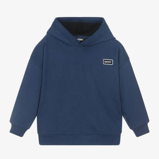 DKNY-Boys Navy Embroidered Cotton Hoodie | Childrensalon Outlet