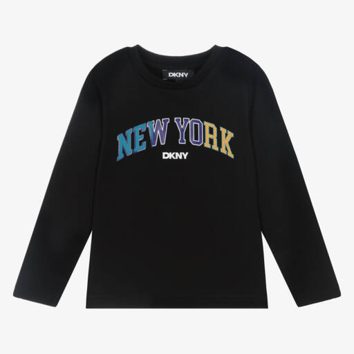 DKNY-Boys Organic Black Cotton Tee | Childrensalon Outlet