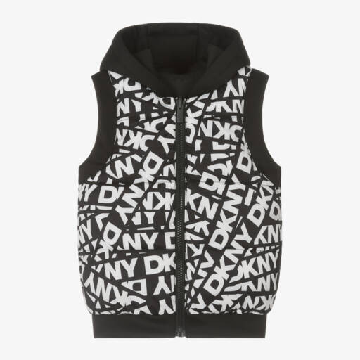 DKNY-Boys Reversible Hooded Black Gilet | Childrensalon Outlet