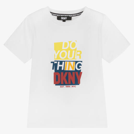 DKNY-تيشيرت قطن لون أبيض للأولاد | Childrensalon Outlet