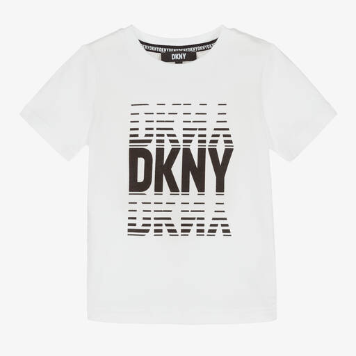 DKNY-تيشيرت قطن لون أبيض للأولاد | Childrensalon Outlet
