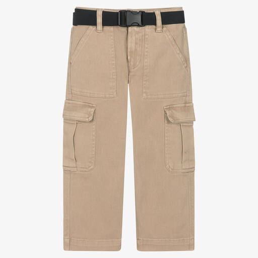 DKNY-Girls Beige Cotton Cargo Trousers | Childrensalon Outlet