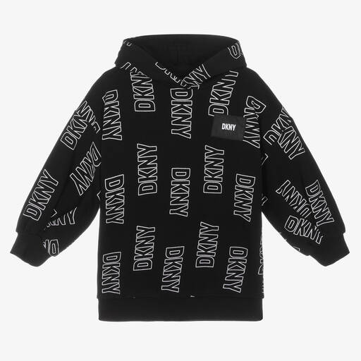 DKNY-Girls Black Cotton Jersey Hooded Dress | Childrensalon Outlet