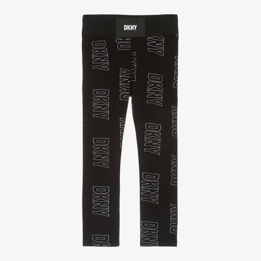 DKNY-ليقنز  قطن جيرسي لون أسود للبنات | Childrensalon Outlet