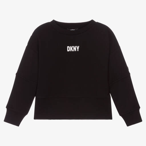 DKNY-سويتشيرت قطن جيرسي لون أسود للبنات | Childrensalon Outlet