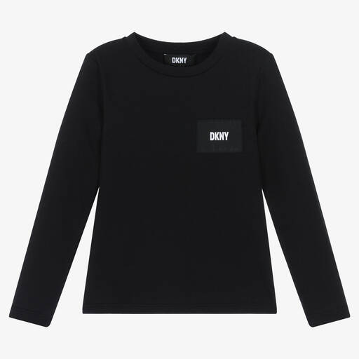 DKNY-Girls Black Cotton Jersey Top  | Childrensalon Outlet