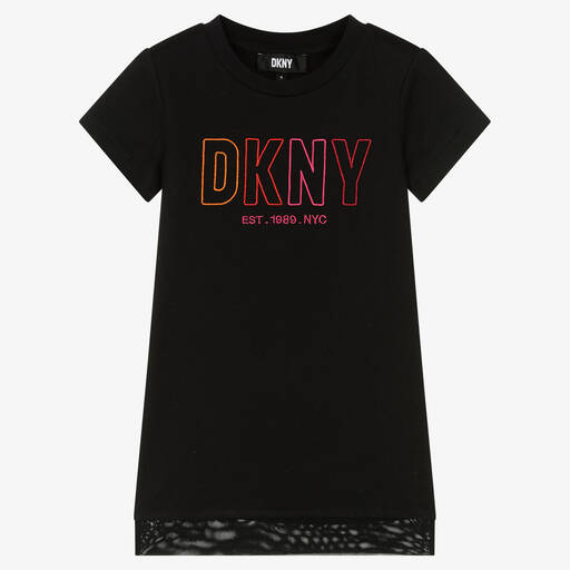 DKNY-Черное хлопковое платье для девочек | Childrensalon Outlet