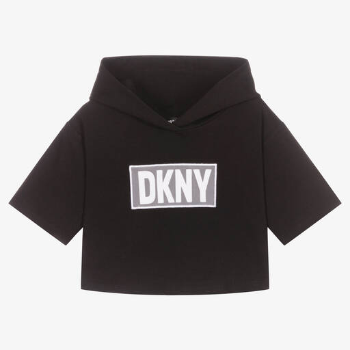 DKNY-Girls Black Cotton Logo Hoodie | Childrensalon Outlet