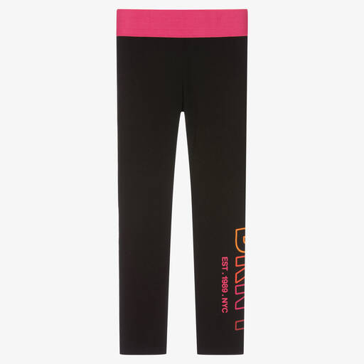 DKNY-Girls Black Cotton Logo Leggings | Childrensalon Outlet