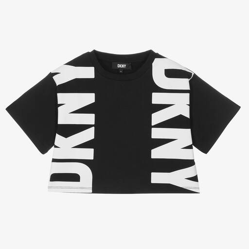DKNY-T-shirt noir en coton fille | Childrensalon Outlet