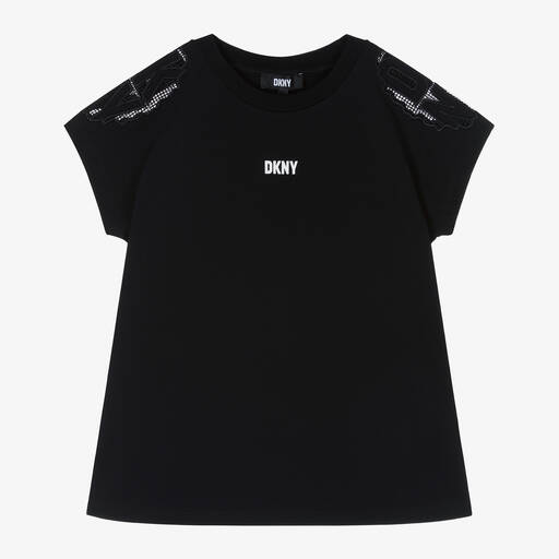 DKNY-Girls Black Cotton T-Shirt Dress | Childrensalon Outlet