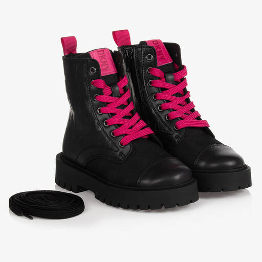 DKNY-Schwarze Kunstlederstiefel (M) | Childrensalon Outlet