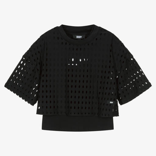 DKNY-Schwarzes 2-in-1-T-Shirt aus Jersey | Childrensalon Outlet