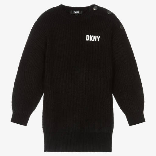 DKNY-فستان كنزة اكريليك محبوك لون أسود | Childrensalon Outlet