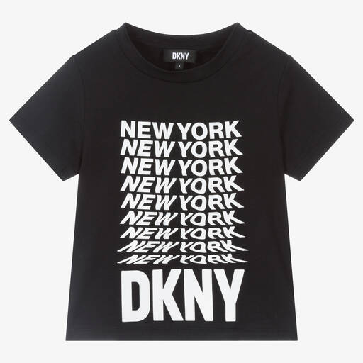 DKNY-Girls Black Logo Cotton T-Shirt | Childrensalon Outlet
