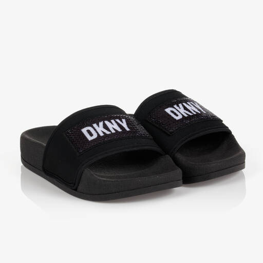 DKNY-شبشب سلايدرز مطاط لون أسود للبنات | Childrensalon Outlet