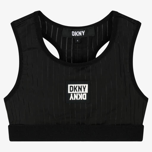 DKNY-توب رياضي قصير لون أسود للبنات | Childrensalon Outlet