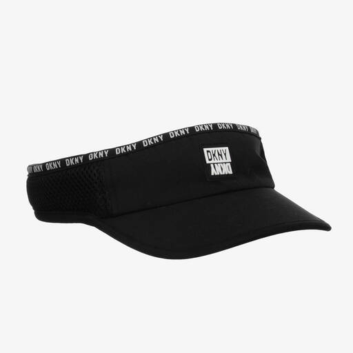 DKNY-قبعة فايزر كانفاس وشبك لون أسود للبنات | Childrensalon Outlet