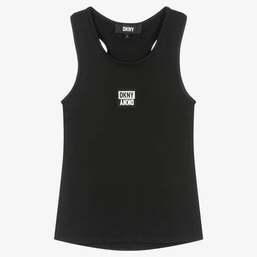 DKNY-Girls Black Logo Vest Top | Childrensalon Outlet