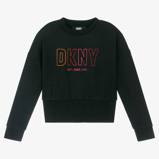 DKNY-Girls Black Logo Viscose Sweatshirt | Childrensalon Outlet
