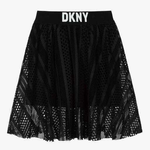DKNY-Jupe mi-longue noire en résille | Childrensalon Outlet