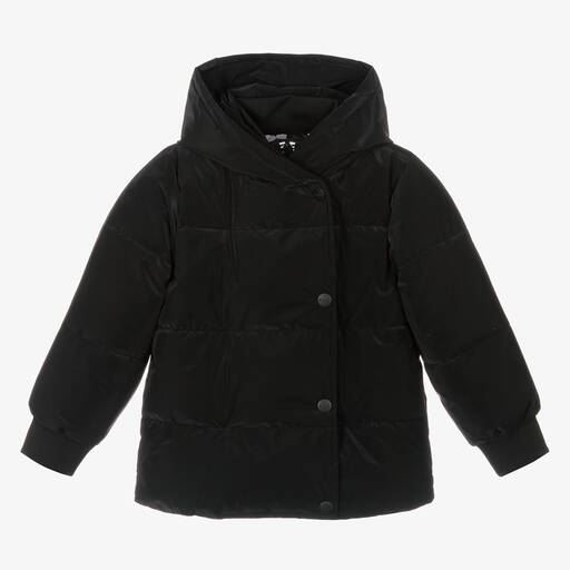 DKNY-جاكيت بافر هودي لون أسود للبنات | Childrensalon Outlet