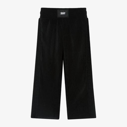 DKNY-Girls Black Ribbed Wide Leg Trousers | Childrensalon Outlet