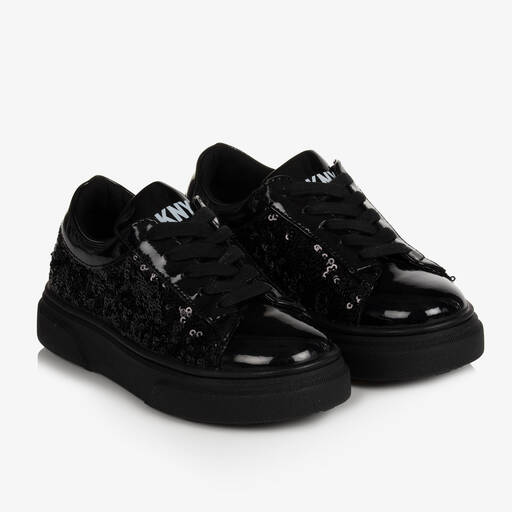 DKNY-Girls Black Sequin Trainers | Childrensalon Outlet
