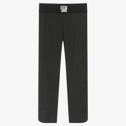 DKNY-Girls Black Stripe Logo Leggings | Childrensalon Outlet