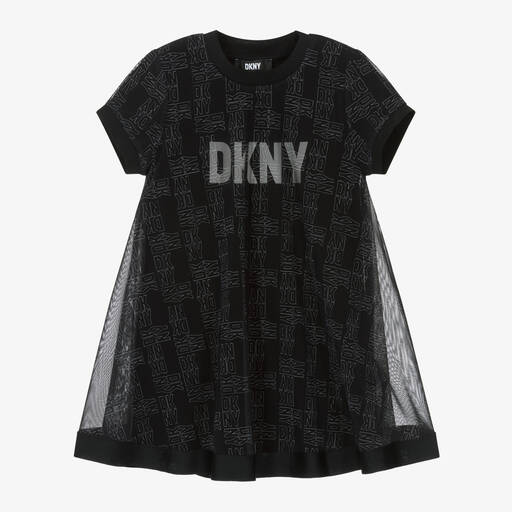 DKNY-Girls Black Viscose 2-in-1 Dress | Childrensalon Outlet