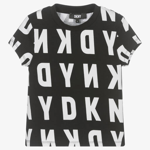 DKNY-Girls Black & White Logo T-Shirt | Childrensalon Outlet
