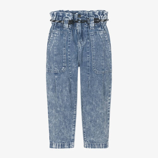 DKNY- Girls Blue Denim Paperbag Mom Jeans | Childrensalon Outlet