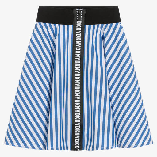 DKNY-Girls Blue Striped Cotton Skirt | Childrensalon Outlet