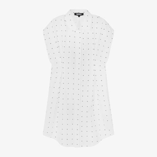 DKNY-Хлопковое платье-рубашка для девочек белое | Childrensalon Outlet