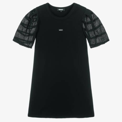 DKNY-Элегантное черное платье с пышными рукавами для девочек | Childrensalon Outlet