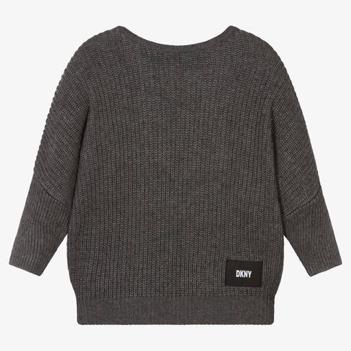 DKNY-Girls Grey Knitted Sweater | Childrensalon Outlet
