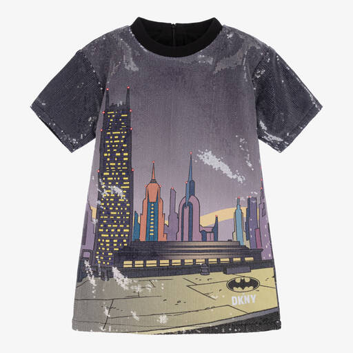 DKNY-Серое платье с Бэтменом и пайетками | Childrensalon Outlet
