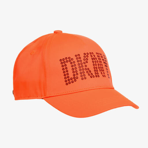 DKNY-كاب قطن تويل لون برتقالي نيون للبنات | Childrensalon Outlet